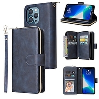téléphone Coque Pour Apple Wallet iPhone 13 Pro Max 12 11 SE 2022 X XR XS Max 8 7 Portefeuille Avec Support fermeture Éclair Couleur Pleine faux cuir miniinthebox