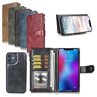 téléphone Coque Pour Apple Wallet iPhone 14 Pro Max 13 12 11 Pro Max Mini X XR XS 8 7 Plus Détachable Portefeuille Magnétique Couleur Pleine TPU faux cuir miniinthebox