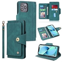 téléphone Coque Pour Apple Wallet iPhone 14 Pro Max 13 12 11 Pro Max Mini X XR XS 8 7 Plus Portefeuille avec dragonne Emplacements pour porte-cartes Couleur Pleine TPU faux cuir miniinthebox