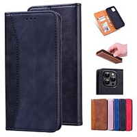 téléphone Coque Pour Apple Wallet iPhone 14 Pro Max 13 12 11 Pro Max Mini X XR XS 8 7 Plus Portefeuille Protection complète du corps Cuir Couleur Pleine TPU faux cuir miniinthebox