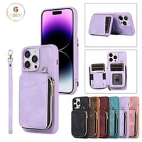 téléphone Coque Pour Apple Wallet iPhone 14 Pro Max Plus 13 12 11 Mini X XR XS 8 7 Portefeuille fermeture Éclair Protection complète du corps Couleur Pleine TPU faux cuir miniinthebox