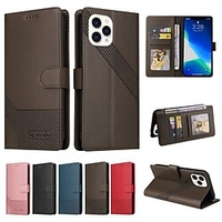 téléphone Coque Pour Apple Wallet iPhone 14 Pro Max Plus 13 12 11 Mini X XR XS 8 7 Portefeuille Protection complète du corps Emplacements pour porte-cartes Couleur Pleine faux cuir miniinthebox