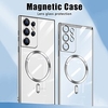 téléphone Coque Pour Samsung Galaxy Adsorption Magnétique Aimantée S22 Plus Ultra S21 S22 Ultra S22 S21 Ultra Plus Plaqué Magnétique Résistance aux chutes aux quatre coins Transparente TPU miniinthebox