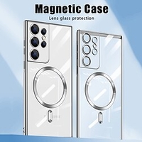 téléphone Coque Pour Samsung Galaxy Adsorption Magnétique Aimantée S22 Plus Ultra S21 S22 Ultra S22 S21 Ultra Plus Plaqué Magnétique Résistance aux chutes aux quatre coins Transparente TPU miniinthebox