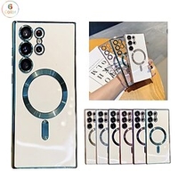 téléphone Coque Pour Samsung Galaxy Adsorption Magnétique Aimantée S23 S22 S21 S20 Plus Ultra Plaqué Magnétique Protection complète du corps Transparente TPU PC miniinthebox