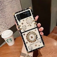 téléphone Coque Pour Samsung Galaxy Coque Arriere Etui folio Retournement Z 4 Z Flip 3 Portable Strass Cas avec Anneau Graphic Couleur Pleine Brillant PC Métal miniinthebox