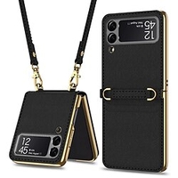 téléphone Coque Pour Samsung Galaxy Coque Arriere Z Flip 3 Portefeuille Etanche à la Poussière Antichoc Couleur Pleine Cuir véritable miniinthebox