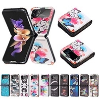 téléphone Coque Pour Samsung Galaxy Coque Arriere Z Flip 4 Z Flip 3 Clapet Protection complète du corps Anti-rayures Fleur TPU faux cuir miniinthebox