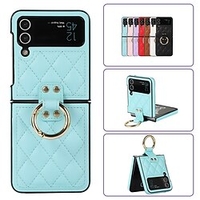téléphone Coque Pour Samsung Galaxy Coque Arriere Z Flip 4 Z Flip 3 Portable Anneau de Maintien Clapet Couleur Pleine TPU faux cuir miniinthebox
