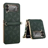 téléphone Coque Pour Samsung Galaxy Coque Intégrale Z Flip 3 Antichoc Etanche à la Poussière avec sangle de téléphone Couleur Pleine Formes Géométriques Cuir véritable PC miniinthebox