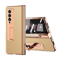 téléphone Coque Pour Samsung Galaxy Coque Intégrale Z Fold 3 Coque Anti-Chocs Avec Support Plaqué Couleur Pleine faux cuir miniinthebox