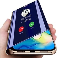 téléphone Coque Pour Samsung Galaxy Etui folio S22 Ultra Plus S21 FE S20 A51 A72 A52 A42 Note 10 Plus A71 5G Note 20 Avec Support Miroir Clapet Couleur Pleine PC faux cuir miniinthebox