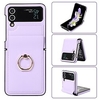 téléphone Coque Pour Samsung Galaxy Etui folio Z Flip 4 Z Flip 3 Anneau de Maintien Clapet Anti-rayures Couleur Pleine TPU faux cuir miniinthebox