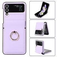téléphone Coque Pour Samsung Galaxy Etui folio Z Flip 4 Z Flip 3 Anneau de Maintien Clapet Anti-rayures Couleur Pleine TPU faux cuir miniinthebox