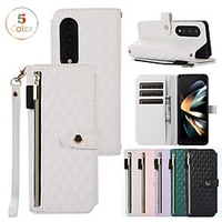 téléphone Coque Pour Samsung Galaxy Etui folio Z Fold 4 Z Fold 3 Portefeuille Clapet fermeture Éclair Couleur Pleine TPU faux cuir miniinthebox