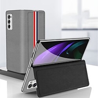 téléphone Coque Pour Samsung Galaxy Étui en cuir Adsorption Magnétique Aimantée Etui folio Z Fold 2 Clapet Motif Cuir Lignes / Vagues Graphic Couleur Pleine Cuir véritable miniinthebox
