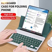 téléphone Coque Pour Samsung Galaxy Étui en cuir Z Fold 4 Z Fold 3 Portable Avec Clavier Protection complète du corps Couleur Pleine PC faux cuir miniinthebox