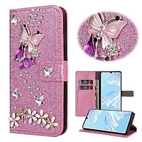 téléphone Coque Pour Samsung Galaxy Wallet A73 A53 A33 S22 Ultra Plus FE S21 A72 A52 A42 Note 20 Ultra Strass Magnétique Brillant Papillon Brillant faux cuir miniinthebox