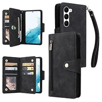 téléphone Coque Pour Samsung Galaxy Wallet S23 S22 S21 S20 Plus Ultra S10 S9 S8 S7 Plus Bord fermeture Éclair avec dragonne Flip magnétique Couleur Pleine TPU faux cuir miniinthebox