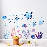 Tortue de mer corail récif poisson personnalité créative décoration de la maison salon canapé fond mur pâte miniinthebox