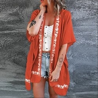 transfrontalier europe et états-unis smock été amazon nouveau motif lâche plage protection solaire dans les manches ouvert été vêtements pour femmes miniinthebox