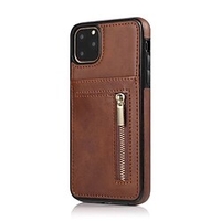 étui de téléphone pour apple portefeuille carte iphone 11 pro max se 2022 2020 x xr xs max 8 7 titulaire de la carte fermeture éclair porte-carte fentes couleur unie tpu pc miniinthebox