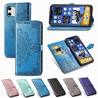 étui pour iphone 13 12/11 pro max/se2020/xs max/xr xs 7/8 7/8 plus porte-cartes étuis complets en relief en cuir pu de couleur unie tpu miniinthebox