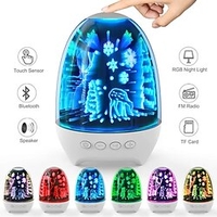 veilleuse bluetooth haut-parleur 3d verre contrôle tactile lampe de chevet 7 couleurs led haut-parleurs portables sans fil lampe de table rechargeable radio fm meilleur cadeau pour les adolescents miniinthebox