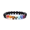 Vente chaude pierre volcanique naturelle bracelet sept chakra coloré bracelet de perles de pierre d