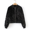 Veste Blouson Femme Plein Air du"idien Sortie Extérieur Casual Vêtement de rue Paillettes Poche Normal Manteau Noir Automne Printemps fermeture Éclair Mao Standard S M L XL XXL miniinthebox