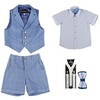 Veste de Costume Ensemble de Vêtements Garçon Enfants 5 Pièces Manches Courtes Bleu Tartan Polyester Occasion spéciale Grande occasion Doux 3-13 ans miniinthebox