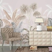 Vintage plante tropicale feuille mur peinture salon tv canapé chambre fond mur papier peint miniinthebox