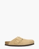 Boston Big Buckle Beige Damesslippers