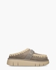 Bounce Clog Metal Logo Taupe Damesslippers