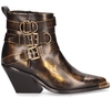 Bronx Low-Kole Bruin/Goud Dames Enkelboots
