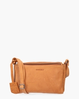 Just Jolie Double Zip Crossbody Bag Cognac Tas
