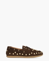 Latty Big Studs Donkerbruin Dames Veterschoenen