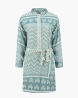 Leila K. Dress Blauw/Off-White Damesjurk