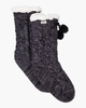 Pom Pom Fleece Lined Crew Sock Donkergrijs Damessokken