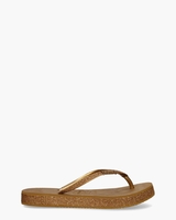 Slim Flatform Sparkle Bruin Damesslippers