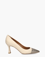 D806 Off-White/Zilver Damespumps