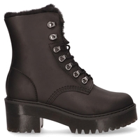 Dr. Martens Leona Faux Fur Platform Zwart Dames Veterboots