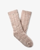 Elowyn Cable Knit Fleece Lined Socks Cream Confetti Damessokken
