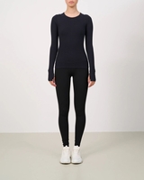 Maia MicroModal Soft Rib Longsleeve Zwart Damesshirt