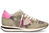 Philippe Model Tropez X Camouflage Neon Groen/Roze Damessneakers