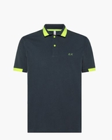 Polo Big Stripes Fluo Blauw Heren Poloshirt
