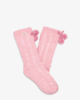 Pom Pom Fleece Lined Crew Socks Seashell Pink Damessokken