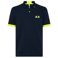 SUN68 Polo Logo Fluo Donkerblauw Heren Poloshirt