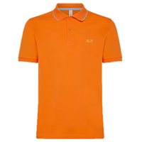SUN68 Polo Small Stripe On Collar Oranje Heren Poloshirt