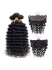 3Pcs Deep Wave Human Hair Weft with 13*4 Lace Closure